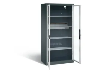acculaadkast 1950x930x500mm 5stekkerdozen 230V cil.-slot front RAL7035 - 1