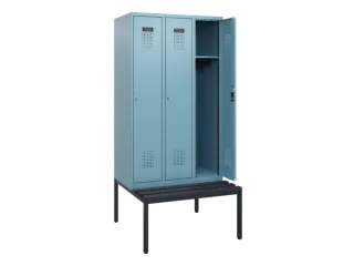 locker met bank,HxBxD 1950x900x815mm,3vak,vak B 300mm,cilinderslot - 1
