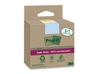 Memoblok 3M Post-it 654 RSSCOL 76x76mm assorti kleur 3+1 gratis - 1