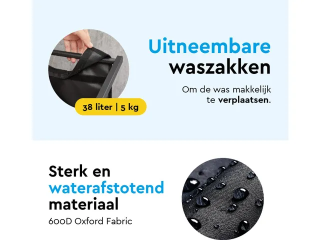 Wasmand 3 vakken Zwart LB300