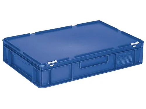 Euronorm Stapelkrat Pe Hxlxb 130X600X400Mm 23L Met Deksel Blauw