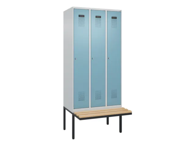 locker met bank,voor scheiding van kleding,HxBxD 2120x900x815mm,3vak