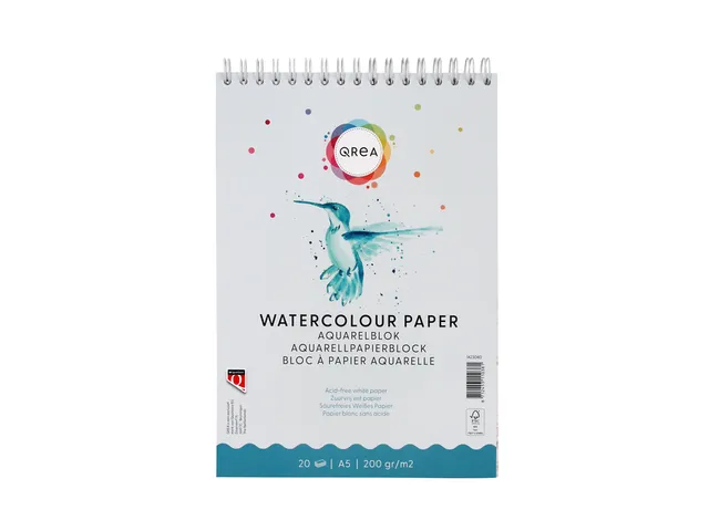 Aquarelblok Qrea A5 20 vel 200gr spiraal
