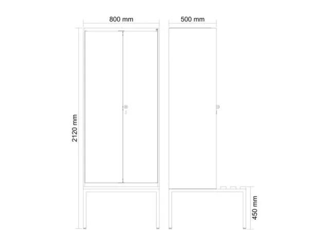 locker met bank,voor scheiding van kleding,HxBxD 2120x800x815mm,2vak