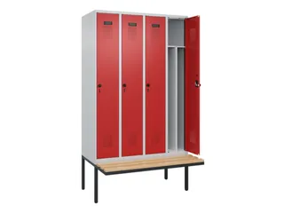 locker met bank,voor scheiding van kleding,HxBxD 2120x1200x815mm,4vak - 1