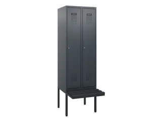 locker met bank,HxBxD 1950x600x815mm,2vak,vak B 300mm,cilinderslot - 2