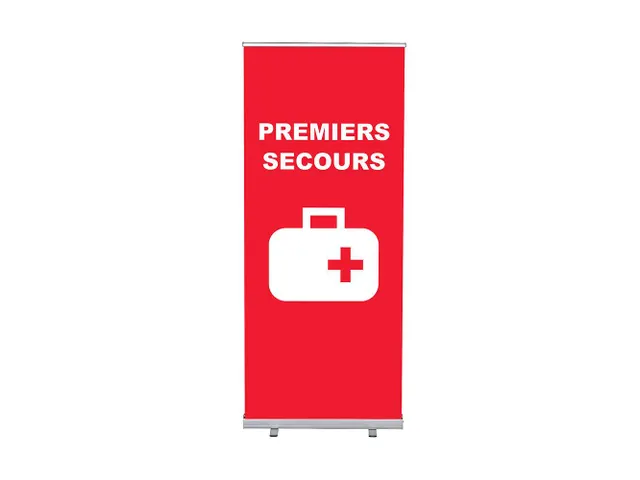 Roll-Banner 85x200 complete set met print "Premiers secours" Rood EHBO