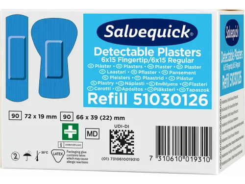 Salvequick Blauw Detectable Pleisters Vingertop/Normaal