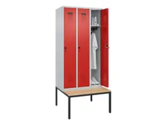 locker met bank,HxBxD 2120x900x815mm,3vak,vak B 300mm,draaigrendel