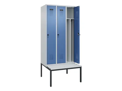 locker met bank,voor scheiding van kleding,HxBxD 2120x900x815mm,3vak