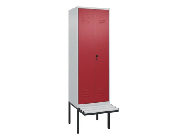 PBM-locker met bank,HxBxD 2120x600x815mm,2vak,vak B 300mm,draaigrendel