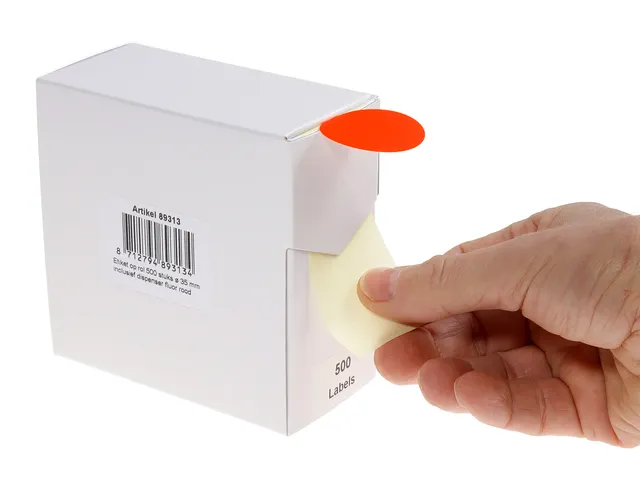 Etiket Rillprint 35mm 500st op rol fluor rood