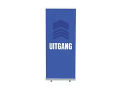 Roll-Banner 85x200 complete set met print "Uitgang" Blauw