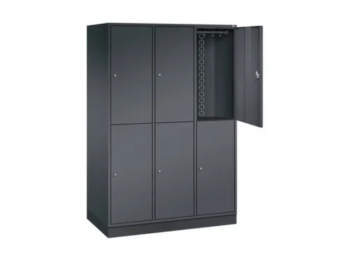 Dubbeldekse garderobekast,HxBxD 1950x1220x600mm,3x2vak.,vak B 360mm