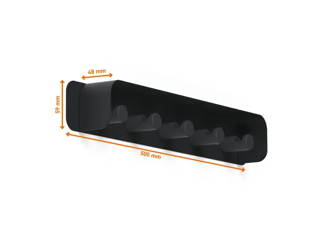 Wandkapstok DURASTORE 5 haken aluminum zwart 50cm