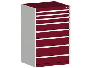 ladekast 1200x800x650mm 8laden zware lasten RAL7035 front RAL3004 - 1
