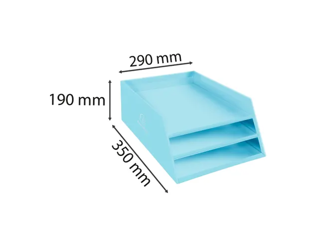 Kartonnen postmand 3 niveaus pastelblauw