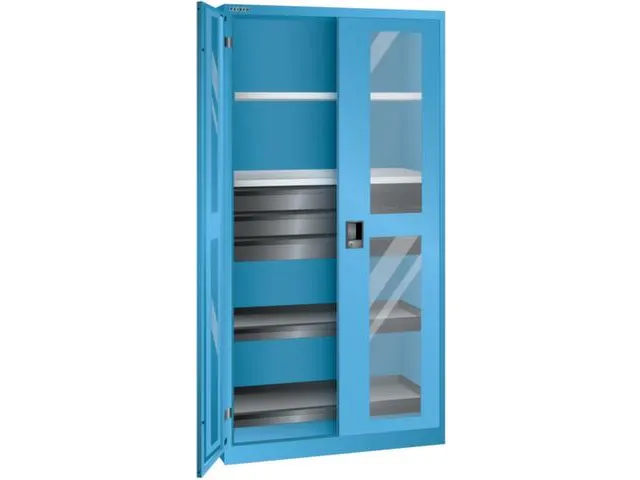 vitrinekast,HxBxD 1950x1000x580mm,4xStalen bodem,3lade(n),key lock