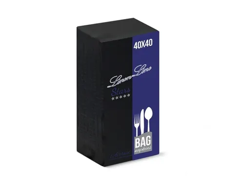 BulkySoft Bestekpochetten Servetten Zwart Airlaid 1laags 40x40cm 1000
