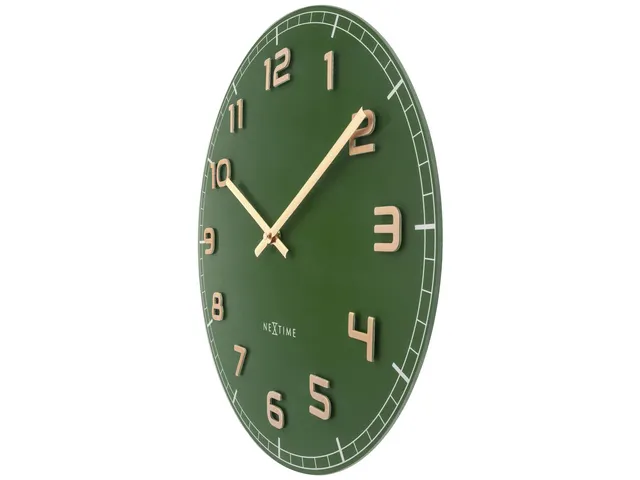 Wandklok Nextime dia 40cm Groen glas/Aluminium Classy Medium