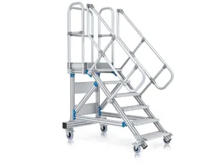 bordestrap,verrijdbaar,bordes H 3,75m,15treden,60° helling,aluminium - 2
