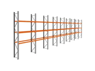 palletstelling,basis+7xaanbouw,HxBxD 3990x15500x750mm,vakl. 3000kg - 1