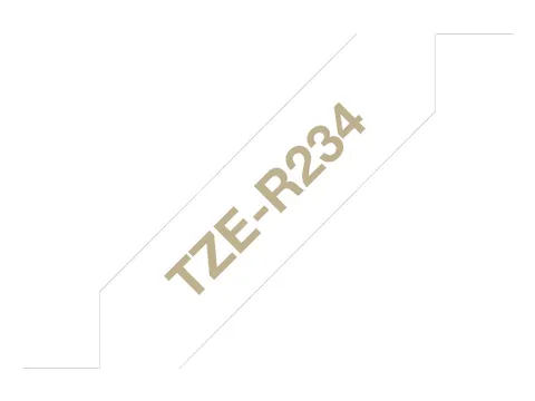 Brother TZe-R234 stoflint goud op wit - breedte 12 mm, Lengte 4 meter