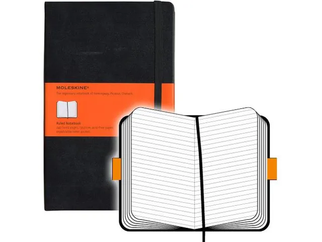 Notitieboek Moleskine large 130x210mm lijn hard cover zwart