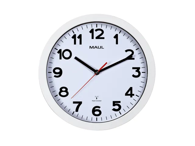 Wandklok MAUL Step RC Ø30x5cm kunststof wit/wit