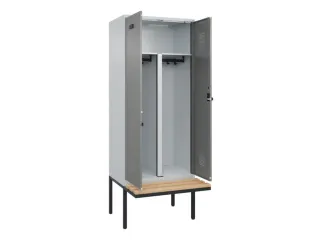 PBM-locker met bank,HxBxD 2120x800x815mm,2vak,vak B 400mm,draaigrendel - 1