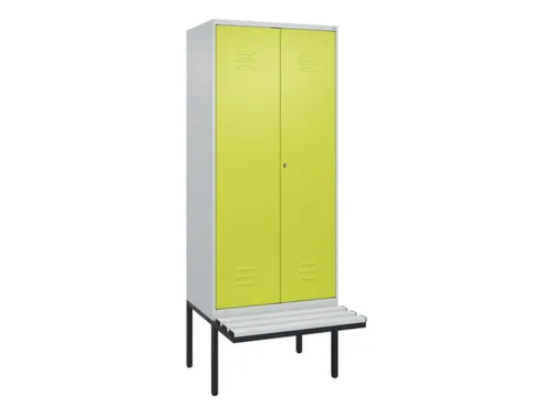 PBM-locker met bank,HxBxD 2120x800x815mm,2vak,vak B 400mm,cil.-slot