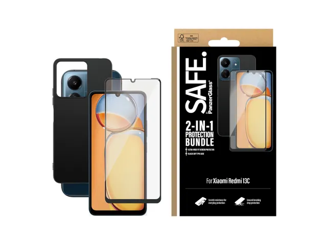 PanzerGlass SAFE. by 2-in-1 Bundle Xiaomi Redmi 13C, Xiaomi, Xiaomi