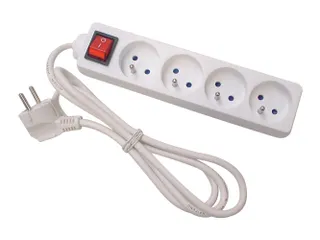 4-Voudige Stekkerdoos Met Schakelaar - 3m Kabel - WIT - Penaarde - 2