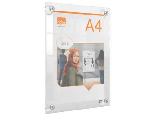 Infobord Nobo Premium Plus A4 acryl wand verplaatsbaar