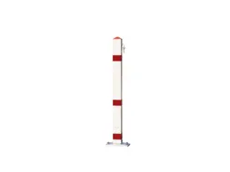 Afzetpaal Vierkant 70x70m Omklapbaar Cilinderslot Spitse Kop Wit/Rood