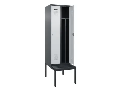locker met bank,voor scheiding van kleding,HxBxD 2120x600x815mm,2vak