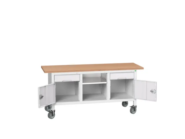 werkbank,HxBxD 830x1750x600mm,multiplexblad,uitrusting: 2laden,2kasten