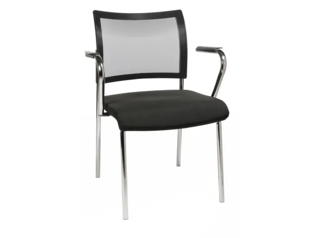 Bezoekersstoel Armleuningen Zwart Stof Rugleuning Netbekleding Zwart