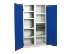 Milieukast Plaatstaal 10 Vakken Grijs Blauw Ventilatie 1800x1000x500mm