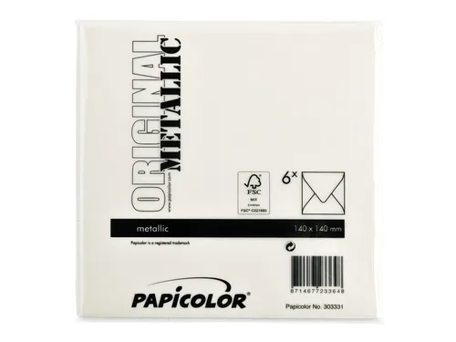 Envelop Papicolor 140x140mm Ivoor gegomd pak à 6 stuks
