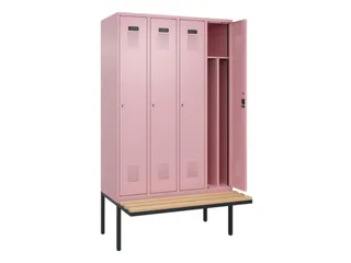 locker met bank,voor scheiding van kleding,HxBxD 2120x1200x815mm,4vak - 1