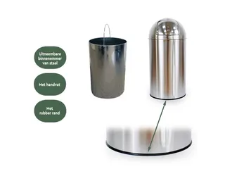Push Bin Prullenbak RVS 40 Liter - 3