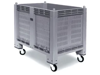 Stapelcontainer 850x1200x800mm 550 liter Wanden Gesleufd Wielen Grijs - 1