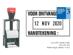 Woord-datumstempel Colop 2160 +bon 24x41 3regels zwart