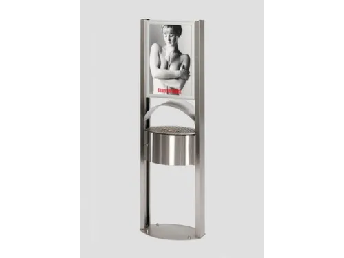 Afvalbak RVS 15 liter HxB 1200x580mm binnenbak verzinkt reclamevlak