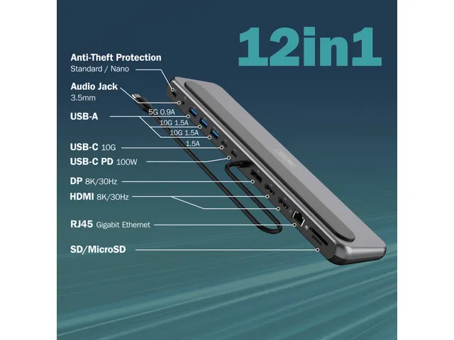 DIGITUS USB-C 8K-dockingstation 12 poorten