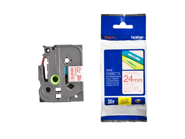 Labeltape Brother P-touch TZe-252 standaard 24mm rood op wit