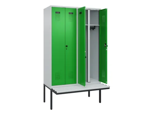 locker met bank,voor scheiding van kleding,HxBxD 2120x1200x815mm,4vak