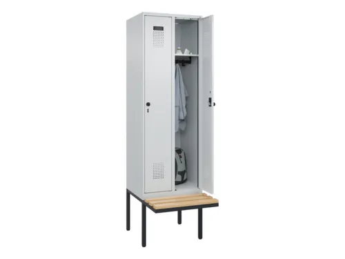 locker met bank,HxBxD 2120x600x815mm,2vak,vak B 300mm,draaigrendel