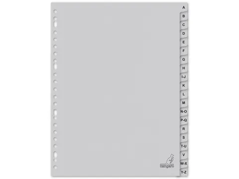 Tabblad ECO Kangaro A4 letters 180 grams grijs karton 23-gaats 20-deli